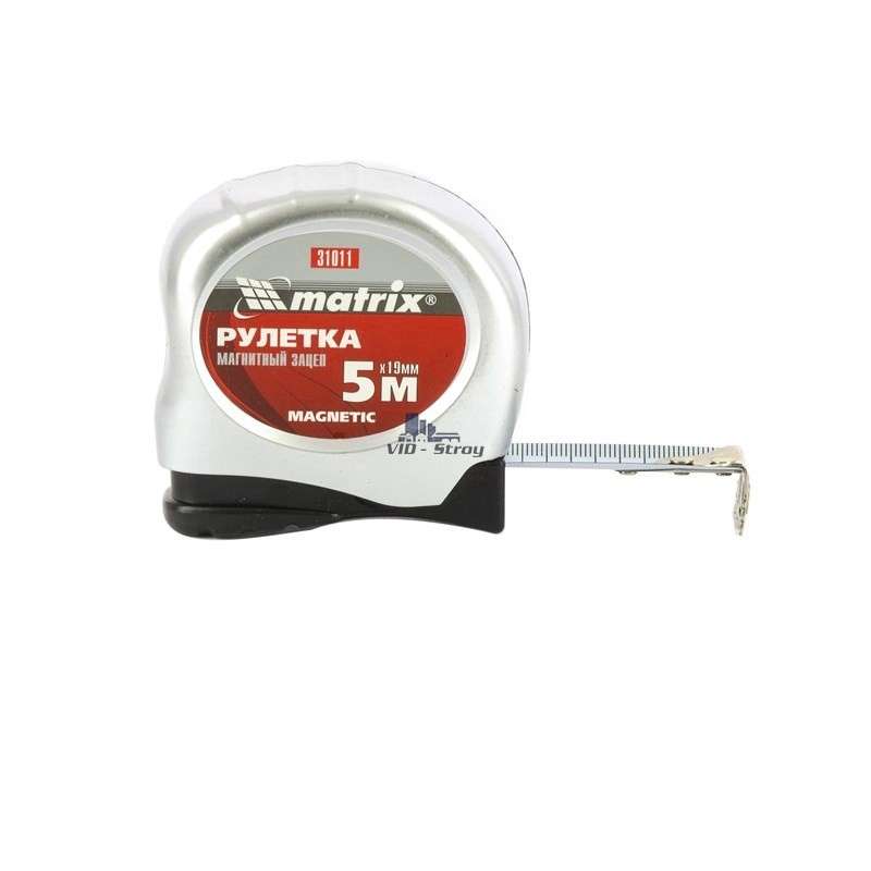Рулетка Magnetic, 5 м х 19 мм, магнитный зацеп. MATRIX